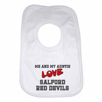 Me and My Auntie Love Salford Red Devils Boys Girls Baby Bibs