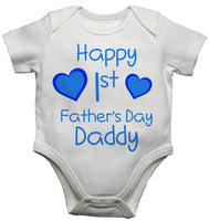 Happy 1st First Fathers Day Daddy Boys Baby Vests Bodysuits