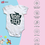Born in 2023 Short Sleeved Baby Vest Bodysuit