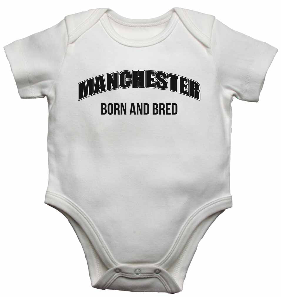 Manchester Born and Bred - Baby Vests Bodysuits for Boys, Girls