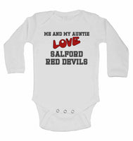 Me and My Auntie Love Salford Red Devils - Long Sleeve Baby Vests for Boys & Girls