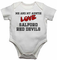 Me and My Auntie Love Salford Red Devils - Baby Vests Bodysuits for Boys, Girls
