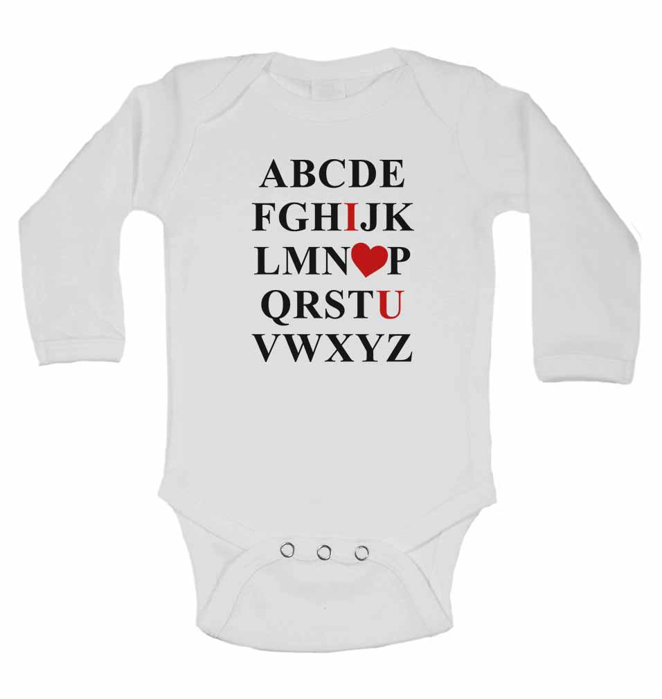 ABCDEFGHIJKLMNOPQRSTUVWXYZ - Long Sleeve Baby Vests for Boys & Girls