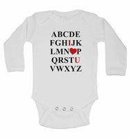 ABCDEFGHIJKLMNOPQRSTUVWXYZ - Long Sleeve Baby Vests for Boys & Girls