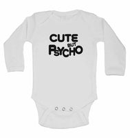 Cute But Psycho - Long Sleeve Baby Vests for Boys & Girls