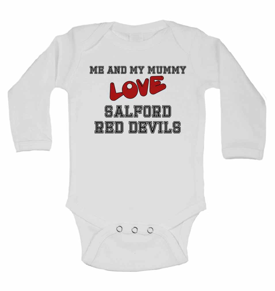 Me and My Mummy Love Salford Red Devils - Long Sleeve Baby Vests for Boys & Girls