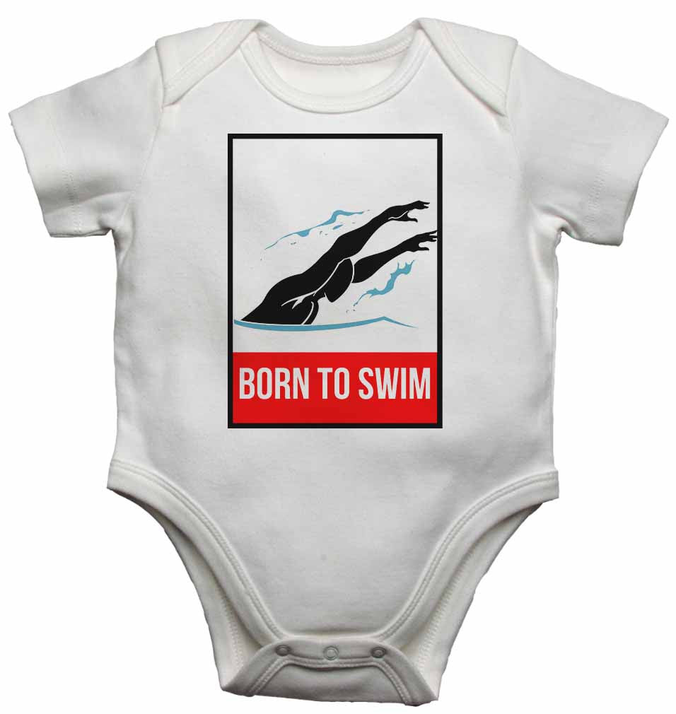 Born to Swim - Baby Vests Bodysuits for Boys, Girls