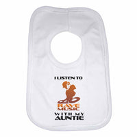 I Listen to Rave Music With My Auntie Boys Girls Baby Bibs