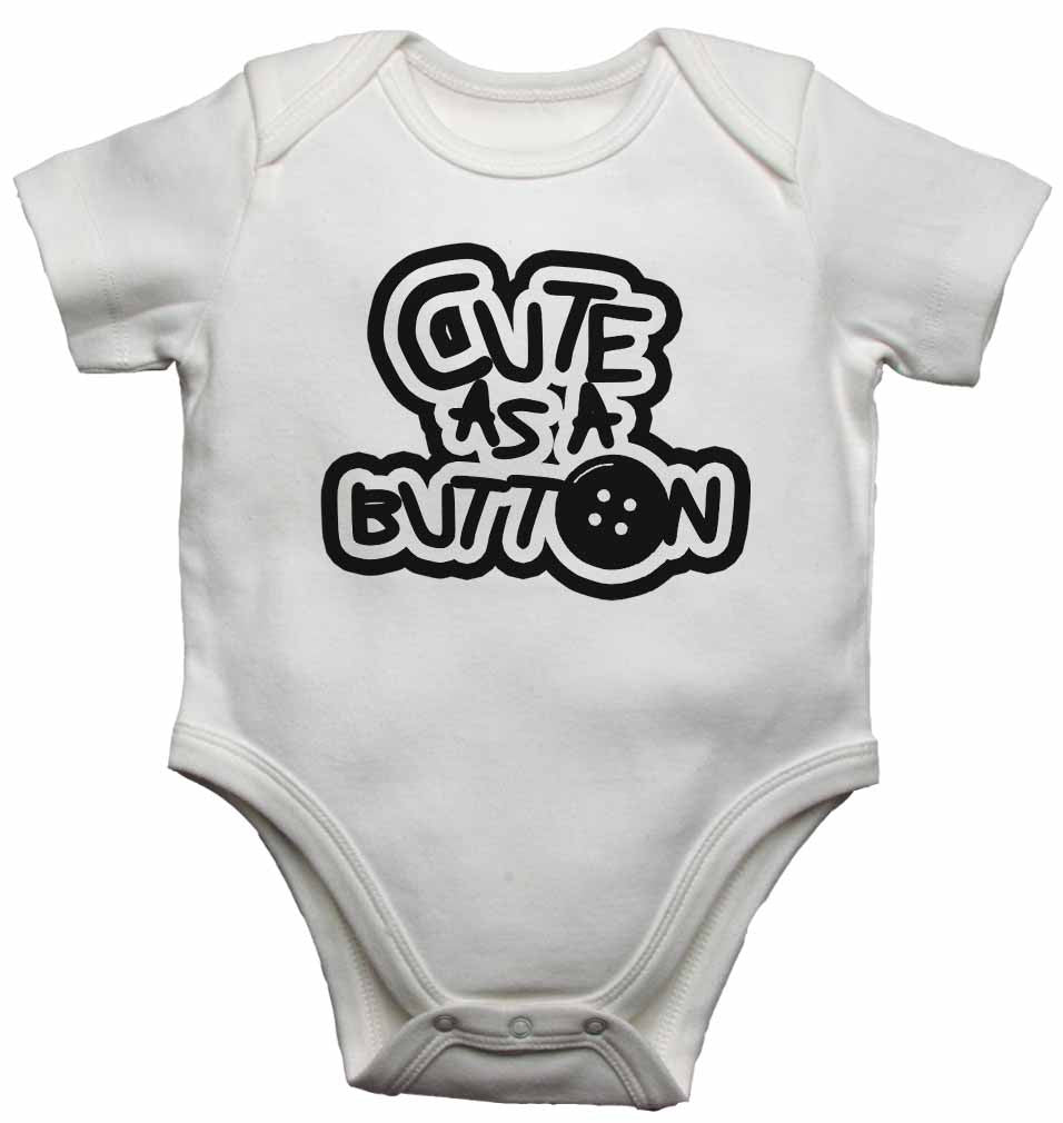 Cute As A Button - Baby Vests Bodysuits for Boys, Girls