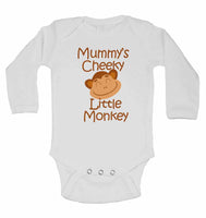 Mummy's Cheeky Little Monkey - Long Sleeve Baby Vests for Boys & Girls