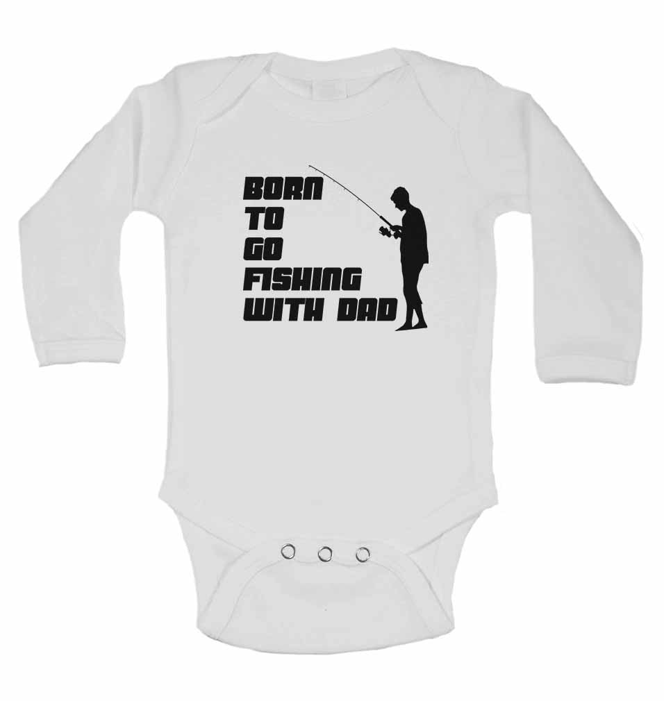 Born to go Fishing With Dad - Long Sleeve Baby Vests for Boys & Girls