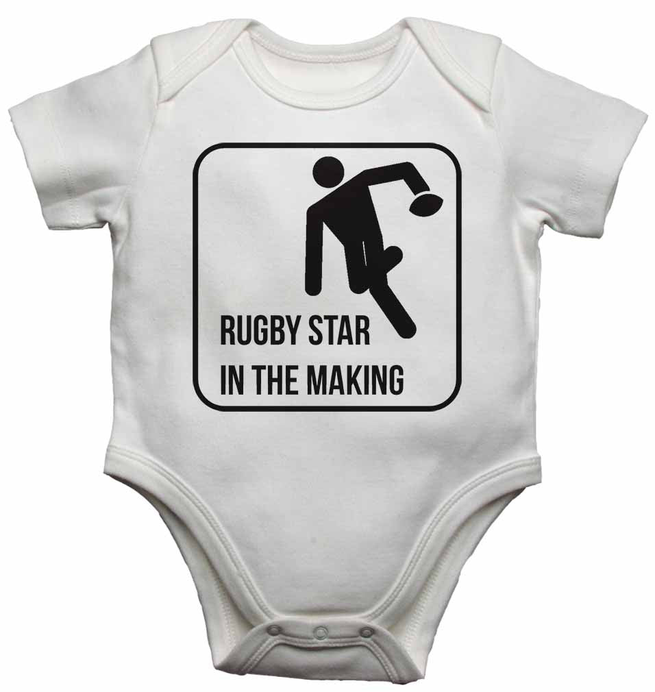 Rugby Star in The Making - Baby Vests Bodysuits for Boys, Girls