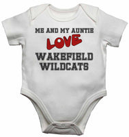 Me and My Auntie Love Wakefield Wildcats - Baby Vests Bodysuits for Boys, Girls