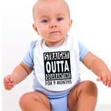 Personalised Soft Cotton Baby Bib Straight Outta Quarantine for Boys & Girls