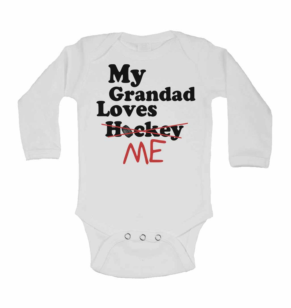 My Grandad Loves Me not Hockey - Long Sleeve Baby Vests