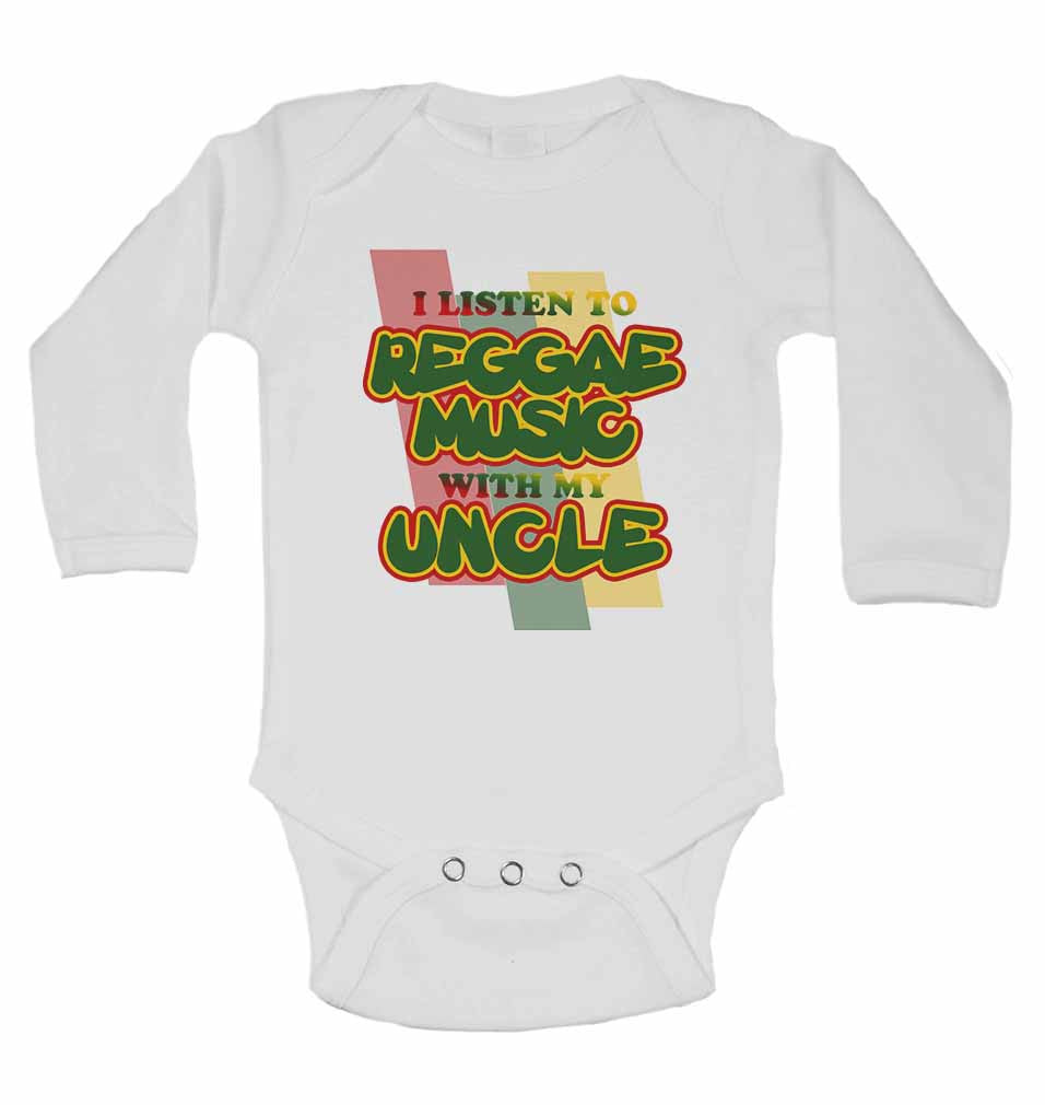 I Listen to Reggae Music With My Uncle - Long Sleeve Baby Vests for Boys & Girls