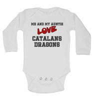 Me and My Auntie Love Catalans Dragons - Long Sleeve Baby Vests for Boys & Girls
