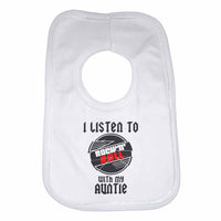 I Listen to Rock N Roll With My Auntie Boys Girls Baby Bibs