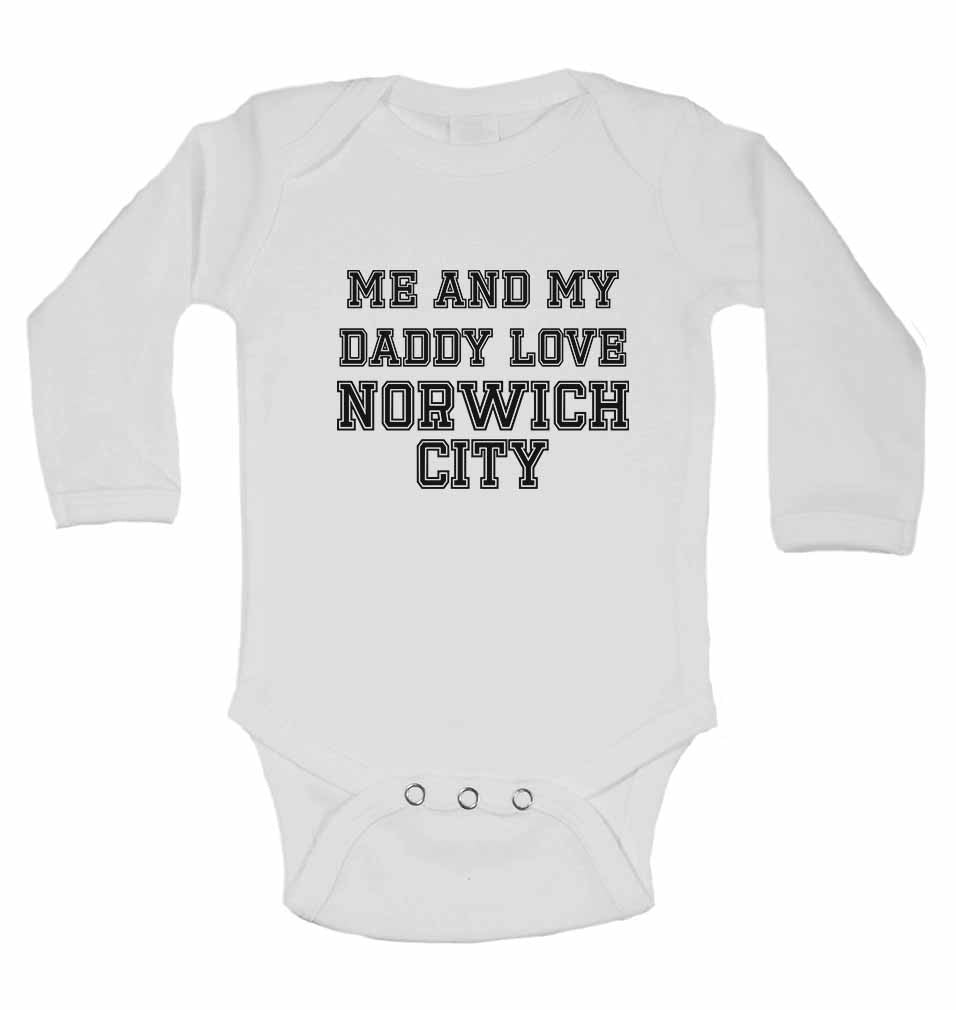 Me and My Daddy Love Norwich City, for Football, Soccer Fans - Long Sleeve Baby Vests