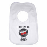 I Listen to Rock N Roll With My Uncle Boys Girls Baby Bibs