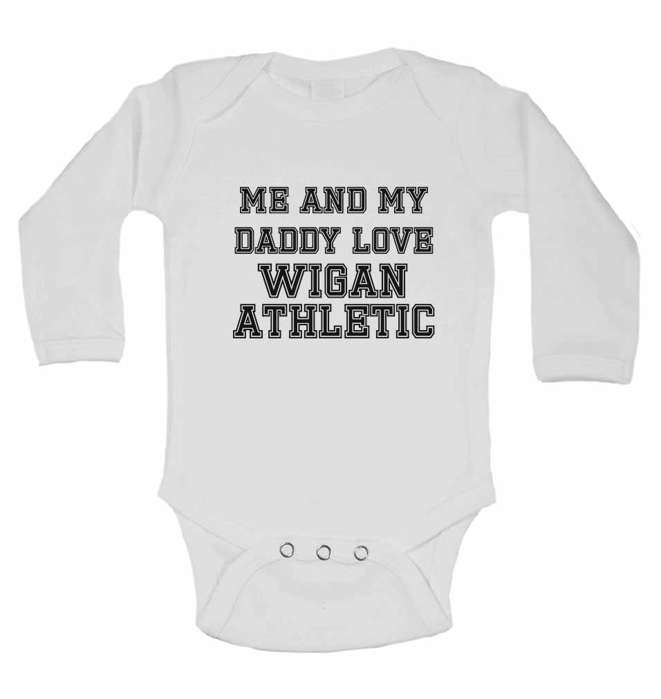 Me and My Daddy Love Wigan Athletic, for Football, Soccer Fans - Long Sleeve Baby Vests