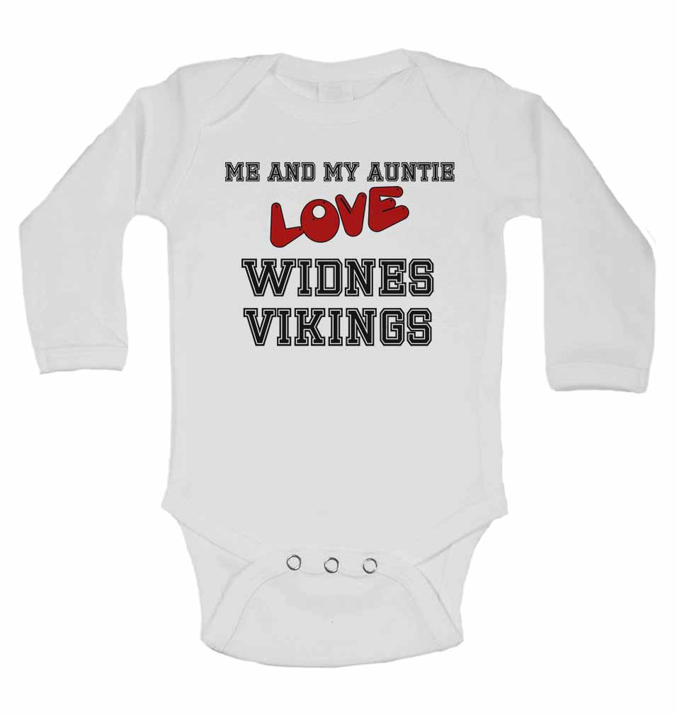 Me and My Auntie Love Widnes Vikings - Long Sleeve Baby Vests for Boys & Girls