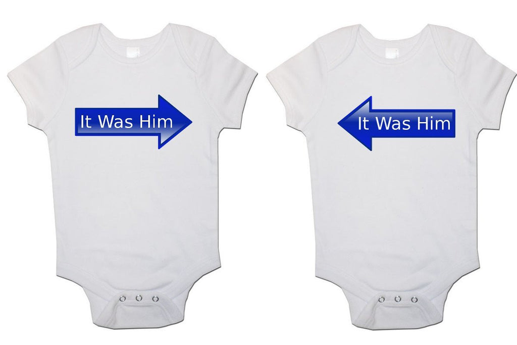 It Was Him Twin Pack Baby Vests Bodysuits