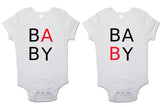 "Baby A" and "Baby B' Twin Pack Baby Vests Bodysuits
