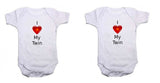I Love My Twin Twin Pack Baby Vests Bodysuits