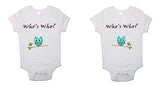 Whos Who Twin Pack Baby Vests Bodysuits