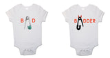 Bad and Badder Twin Pack Baby Vests Bodysuits