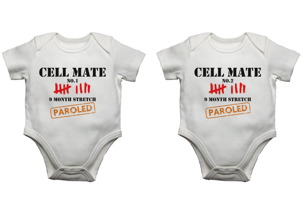 Cell Mates Twin Pack Baby Vests Bodysuits
