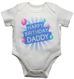 Happy Birthday Daddy Boys White Baby Vests Bodysuits