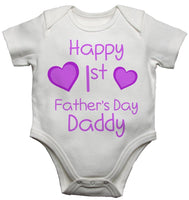 Happy 1st First Fathers Day Daddy Girls Baby Vest With Card