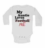 My Auntie Loves Me not Football - Long Sleeve Baby Vests