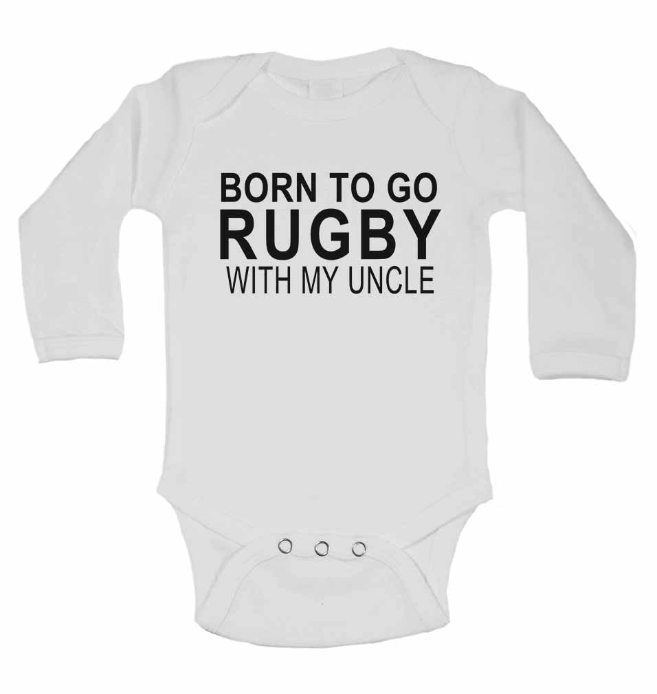 Born to Go Rugby with My Uncle - Long Sleeve Baby Vests for Boys & Girls