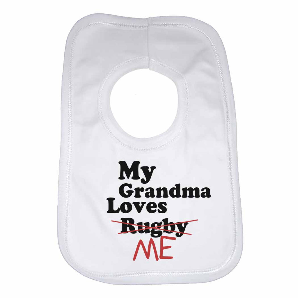 My Grandma Loves Me not Rugby - Baby Bibs