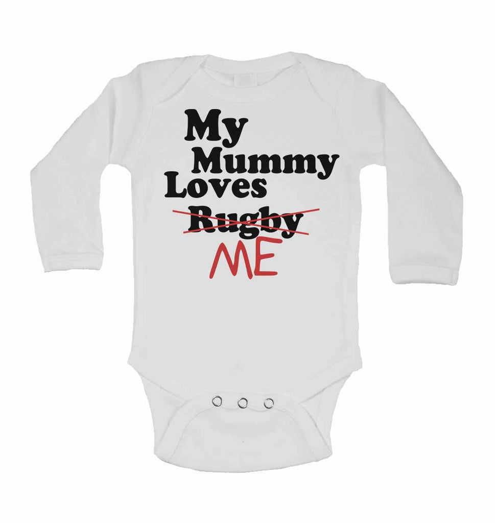 My Mummy Loves Me not Rugby - Long Sleeve Baby Vests