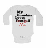 My Grandma Loves Me not Football - Long Sleeve Baby Vests