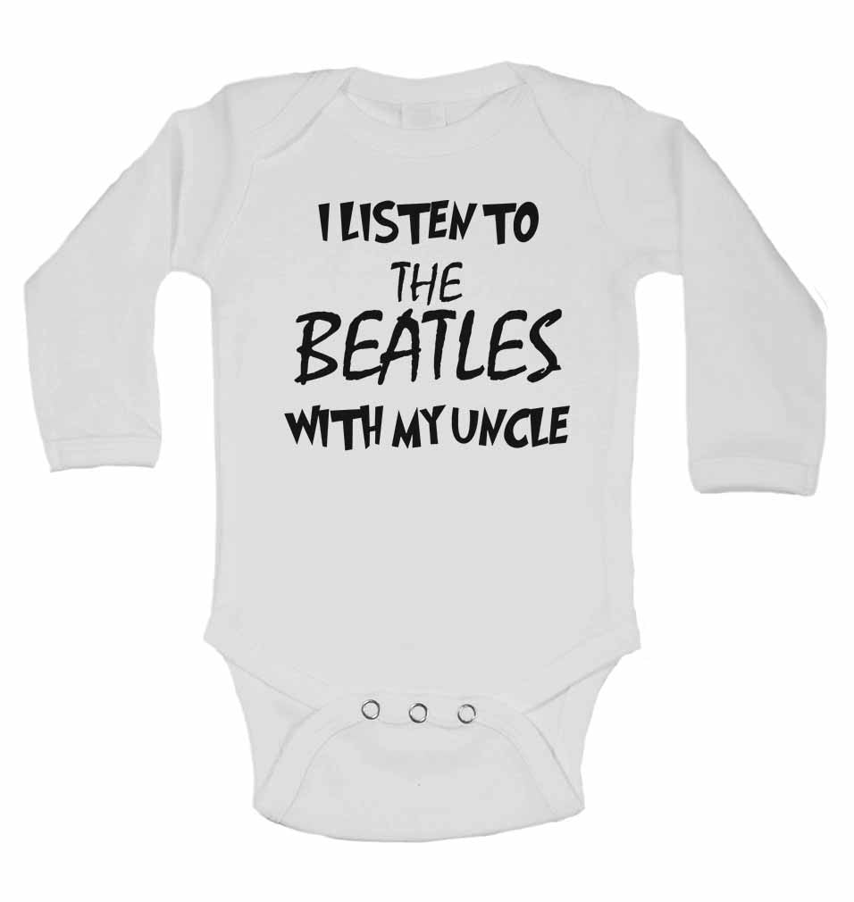 I Listen to the Beatles (English Rock Band) With My Uncle - Long Sleeve Baby Vests