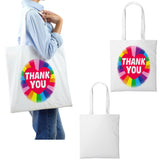 Cotton Rainbow Tote Bag Thank You Travel Shopping Beach Fashion Family Gift