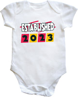 Established 2023 Short Sleeved Baby Vest Bodysuit