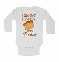 Daddy's Cheeky Little Monkey - Long Sleeve Baby Vests