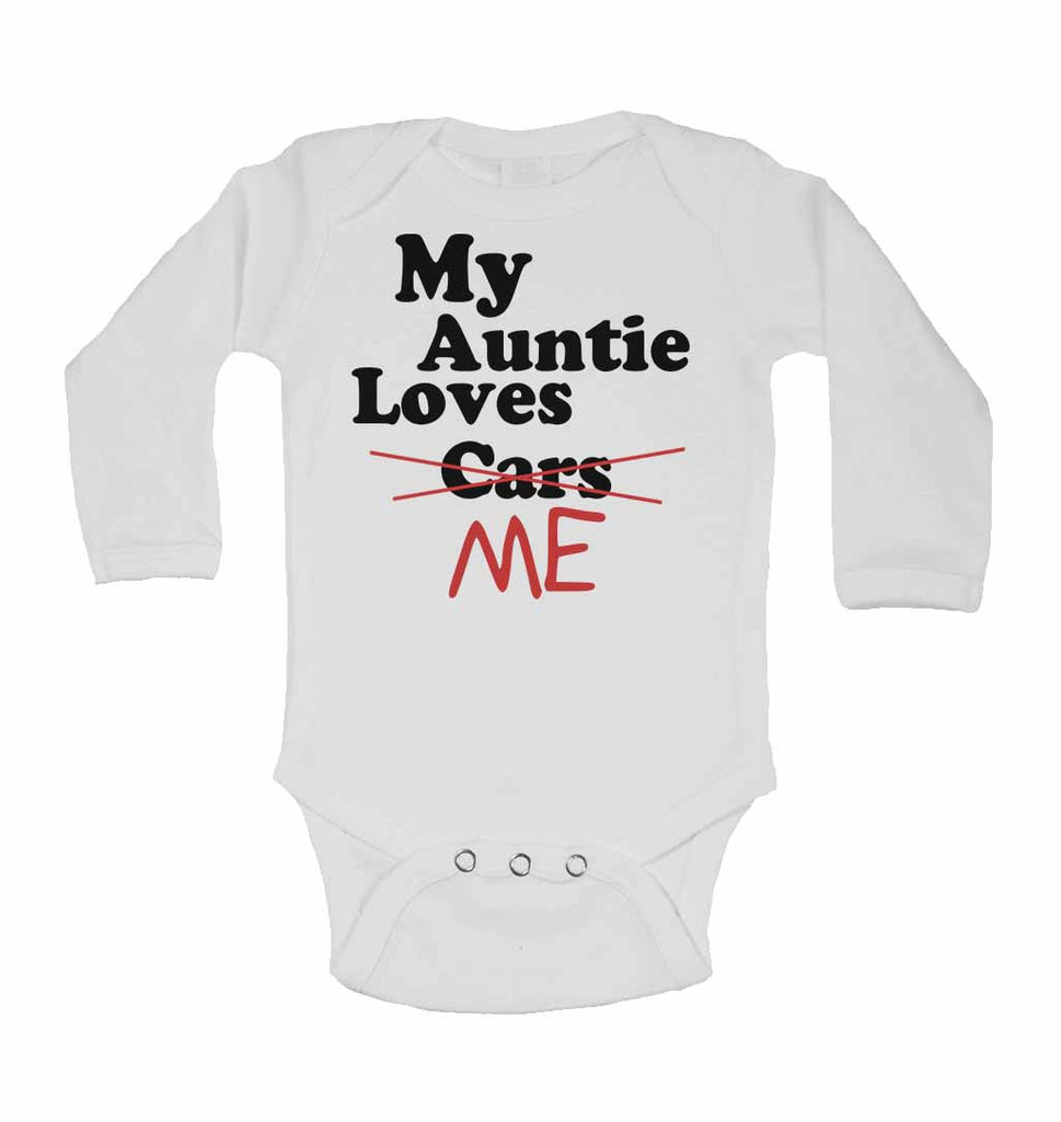 My Auntie Loves Me not Cars - Long Sleeve Baby Vests