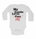 My Auntie Loves Me not Cars - Long Sleeve Baby Vests