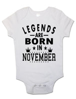 Legends Are Born In November - Baby Vests Bodysuits for Boys, Girls