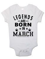 Legends Are Born In March - Baby Vests Bodysuits for Boys, Girls