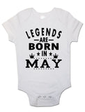 Legends Are Born In May - Baby Vests Bodysuits for Boys, Girls