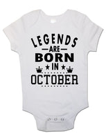 Legends Are Born In October - Baby Vests Bodysuits for Boys, Girls