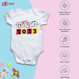 Established 2023 Short Sleeved Baby Vest Bodysuit